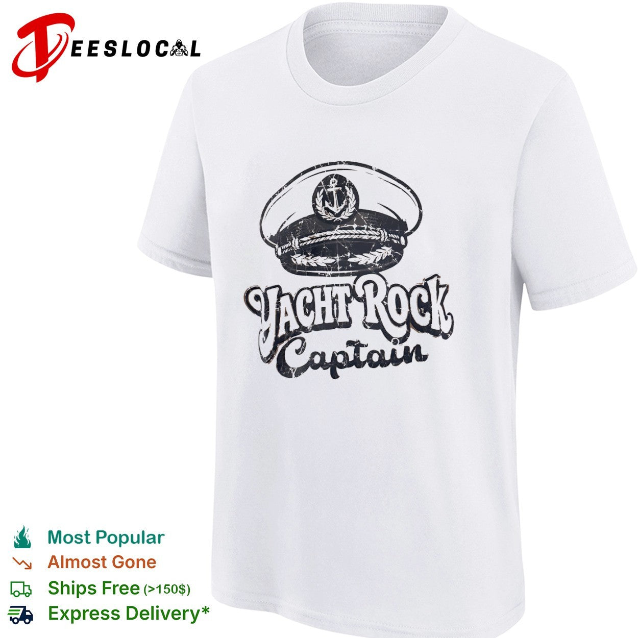 Yacht Rock Captain anchor hat emblem nautical music shirt
