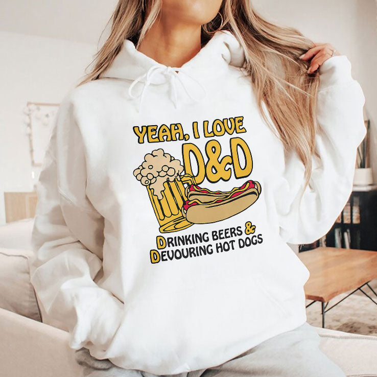 Yeah I Love D&D Drinking Beers And Devouring Hot Dogs Shirt