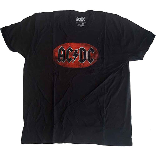 AC/DC Oval Logo Vintage T Shirt Black