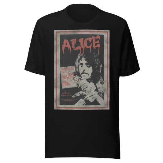 Alice Cooper Madhouse Vintage Mens T Shirt Black