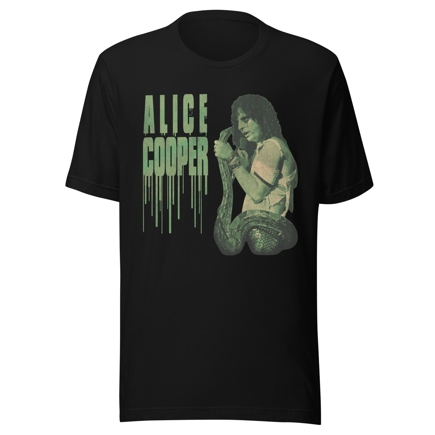 Alice Cooper Vintage 1986 Snake Drip Jumbo Print Mens T Shirt Black
