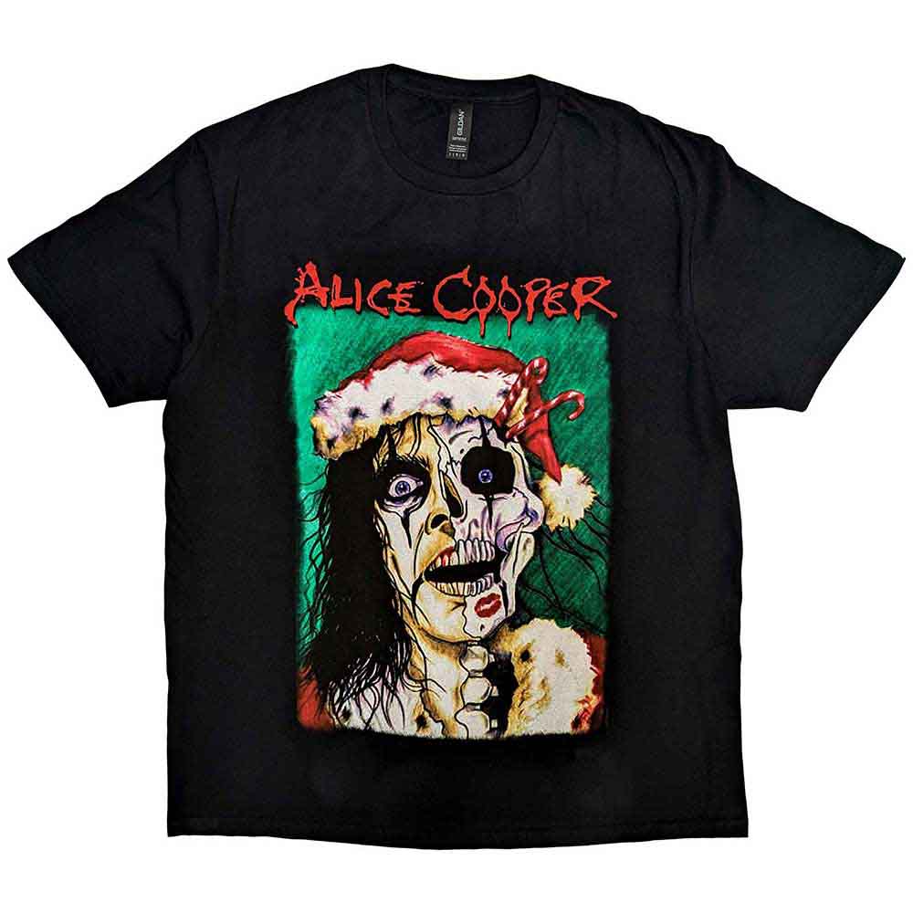 Alice Cooper Xmas Card Mens T Shirt Black