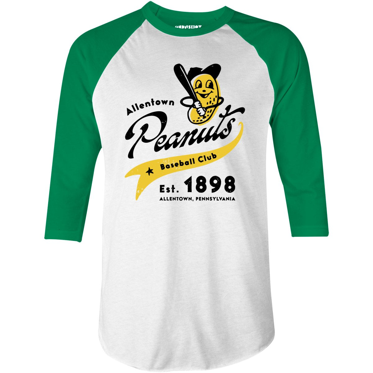 Allentown Peanuts - Pennsylvania - Vintage Defunct Baseball Teams - 3/4 Sleeve Raglan T-Shirt