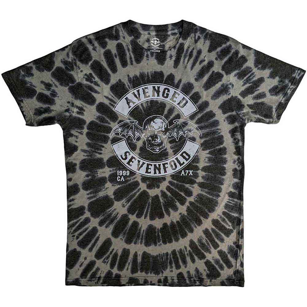 Avenged Sevenfold Deathbat Crest Mens Tie Dye T Shirt Grey