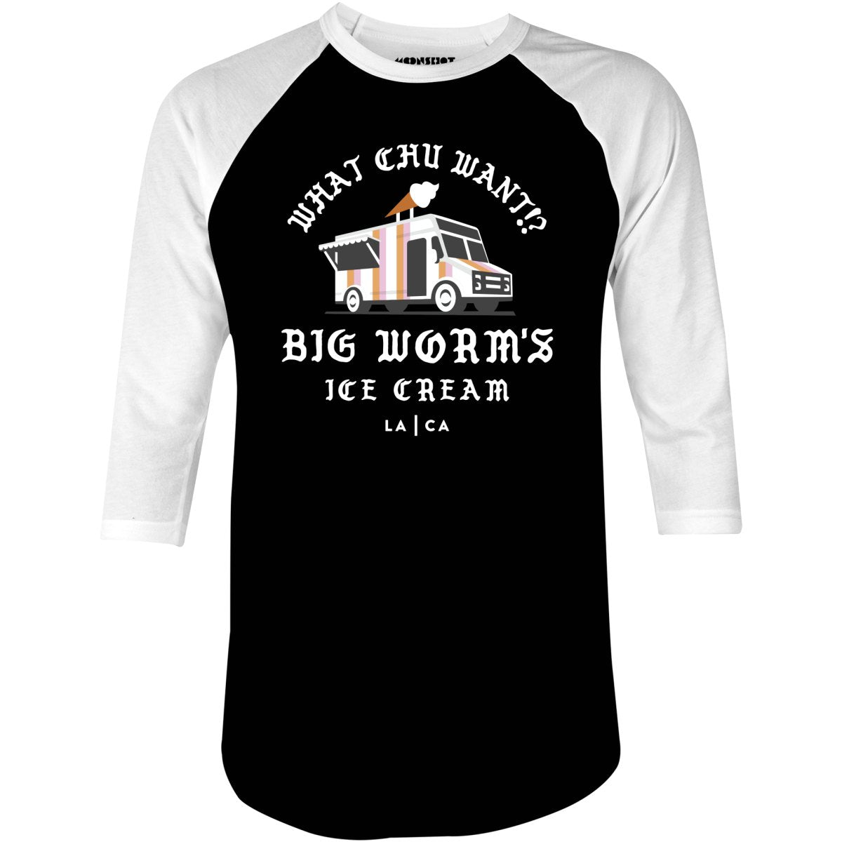 Big Worm's Ice Cream - 3/4 Sleeve Raglan T-Shirt