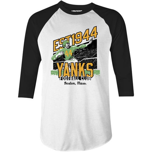 Boston Yanks - Massachusetts - Vintage Defunct Football Teams - 3/4 Sleeve Raglan T-Shirt
