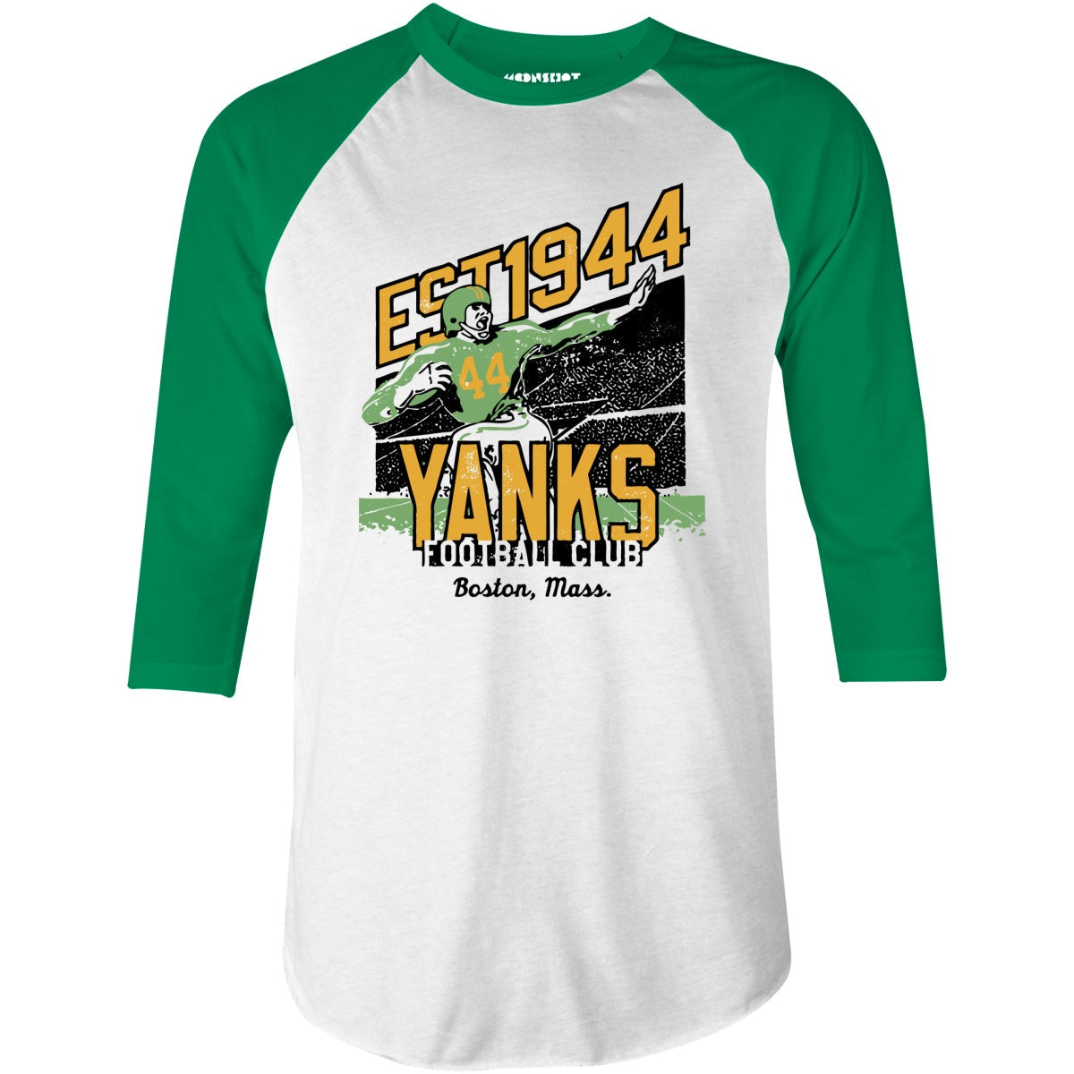 Boston Yanks - Massachusetts - Vintage Defunct Football Teams - 3/4 Sleeve Raglan T-Shirt
