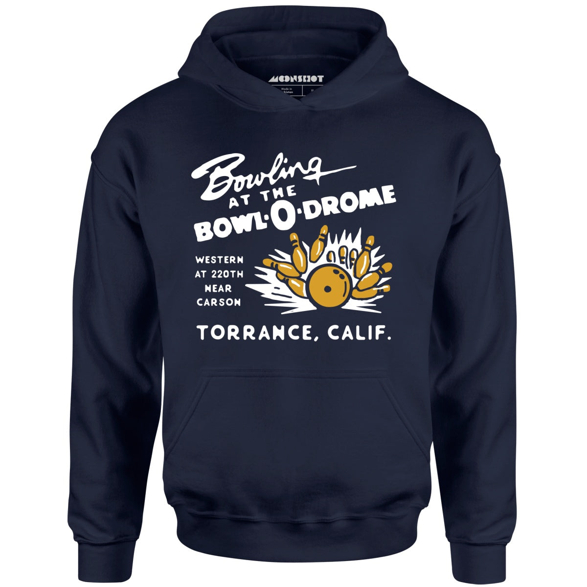 Bowl-o-Drome - Torrance, CA - Vintage Bowling Alley - Unisex Hoodie