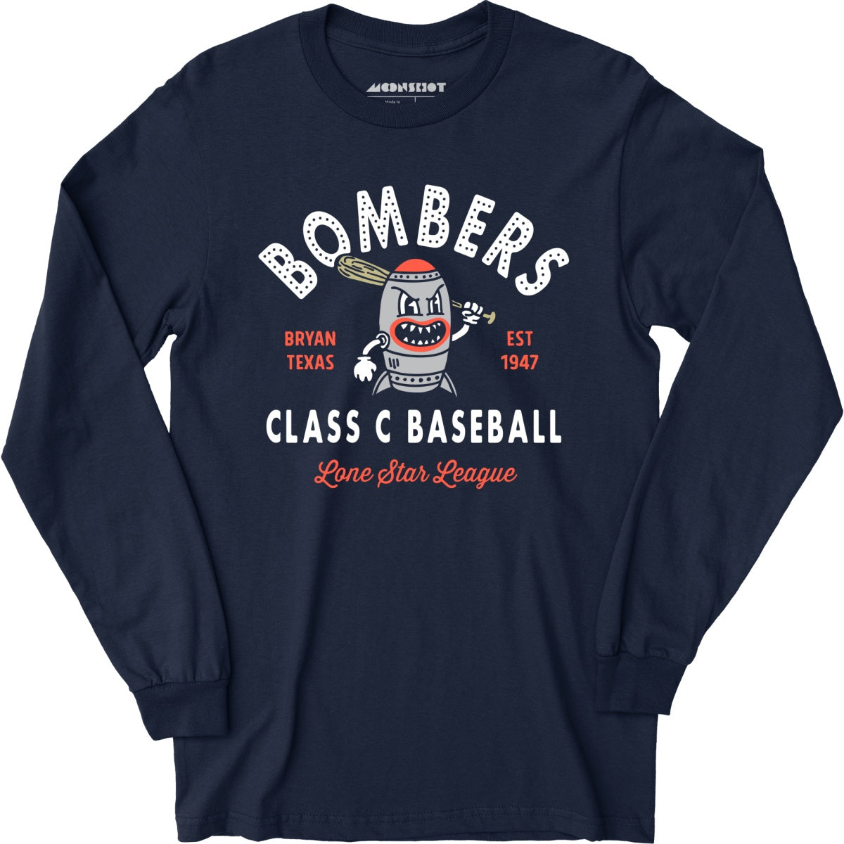 Bryan Bombers - Texas - Vintage Defunct Baseball Teams - Long Sleeve T-Shirt