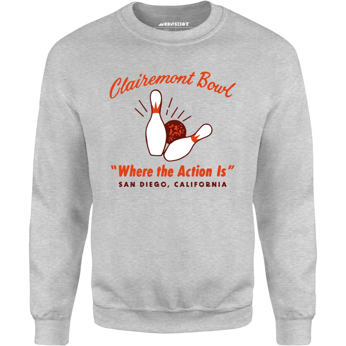 Clairemont Bowl - San Diego, CA - Vintage Bowling Alley - Unisex Sweatshirt