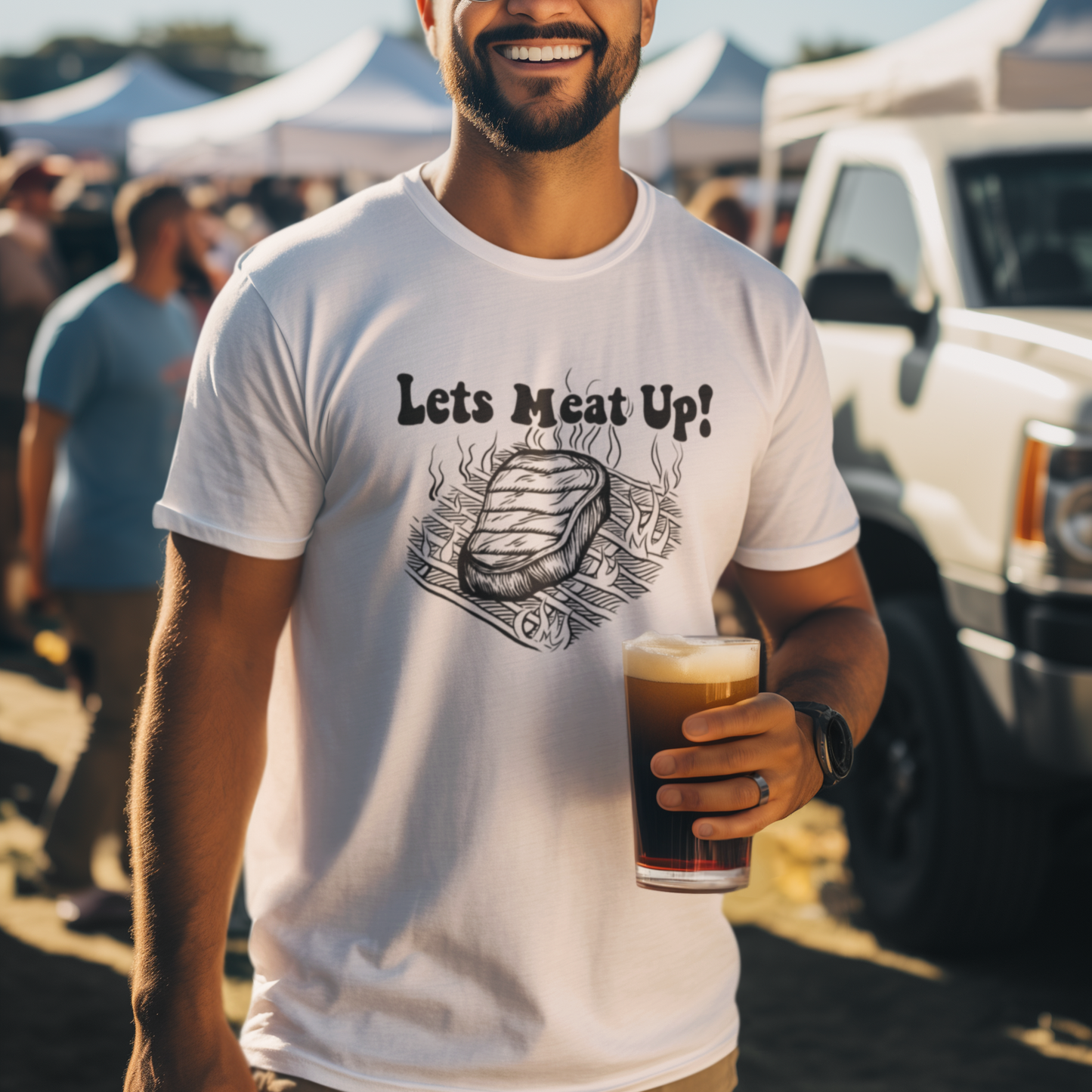 Let's Meat Up Funny Grilling Shirt Steak Tee