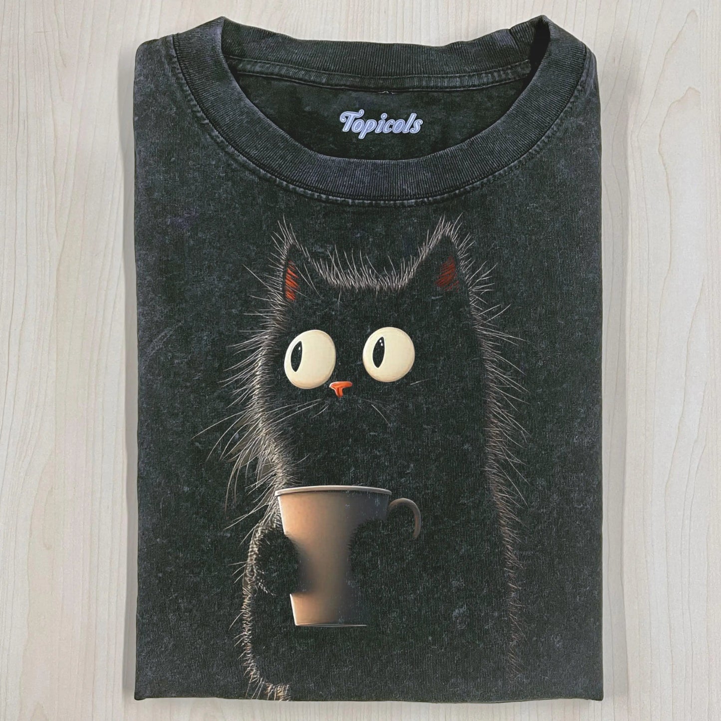 CARICATURE CAT WITH A MUG T-SHIRT Style001