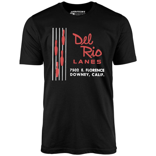 Del Rio Lanes - Downey, CA - Vintage Bowling Alley - Unisex T-Shirt