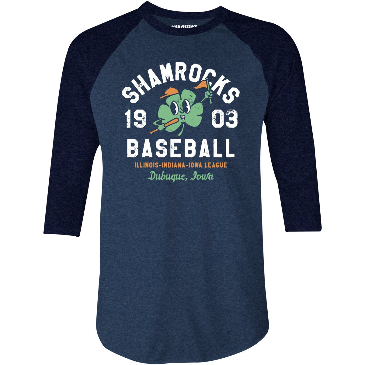 Dubuque Shamrocks - Iowa - Vintage Defunct Baseball Teams - 3/4 Sleeve Raglan T-Shirt
