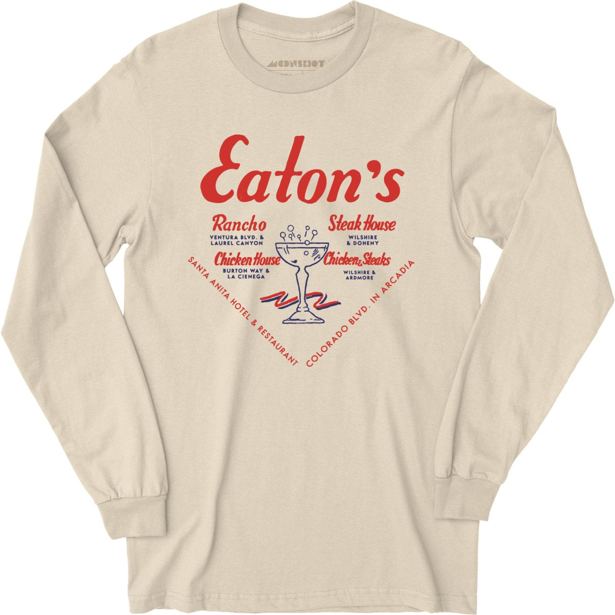 Eatons Restaurants - Los Angeles, CA - Vintage Restaurant - Long Sleeve T-Shirt