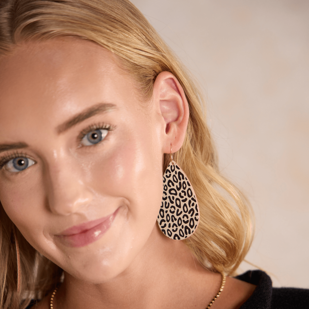 Ecru Posh Leopard Teardrops
