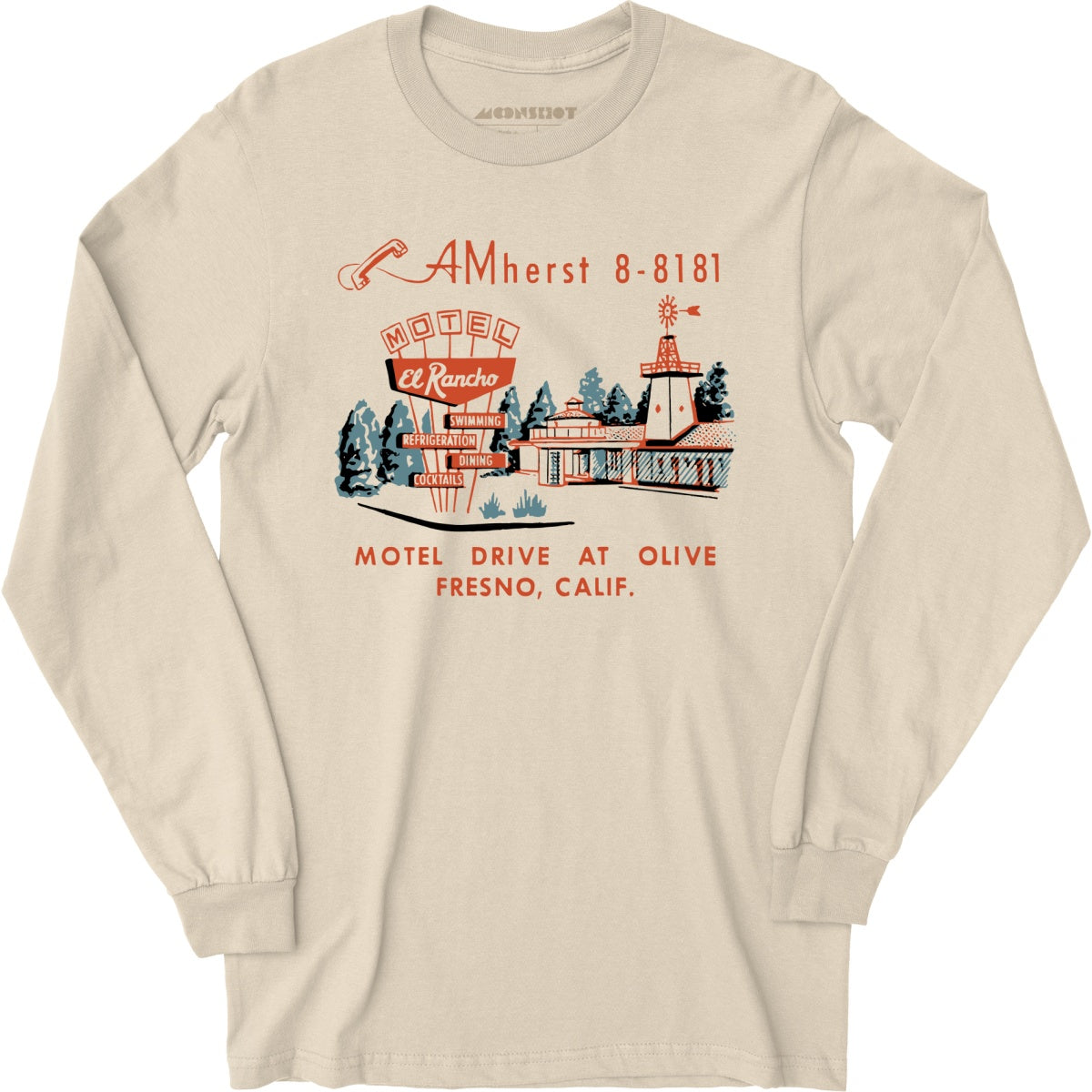 El Rancho Motel - Fresno, CA - Vintage Motel - Long Sleeve T-Shirt