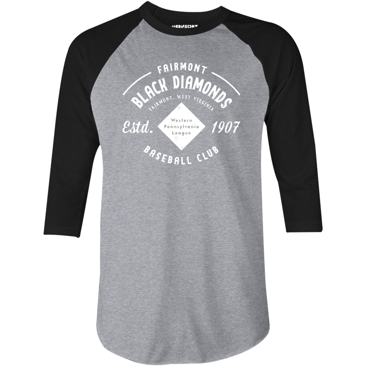 Fairmont Black Diamonds - West Virginia - Vintage Defunct Baseball Teams - 3/4 Sleeve Raglan T-Shirt