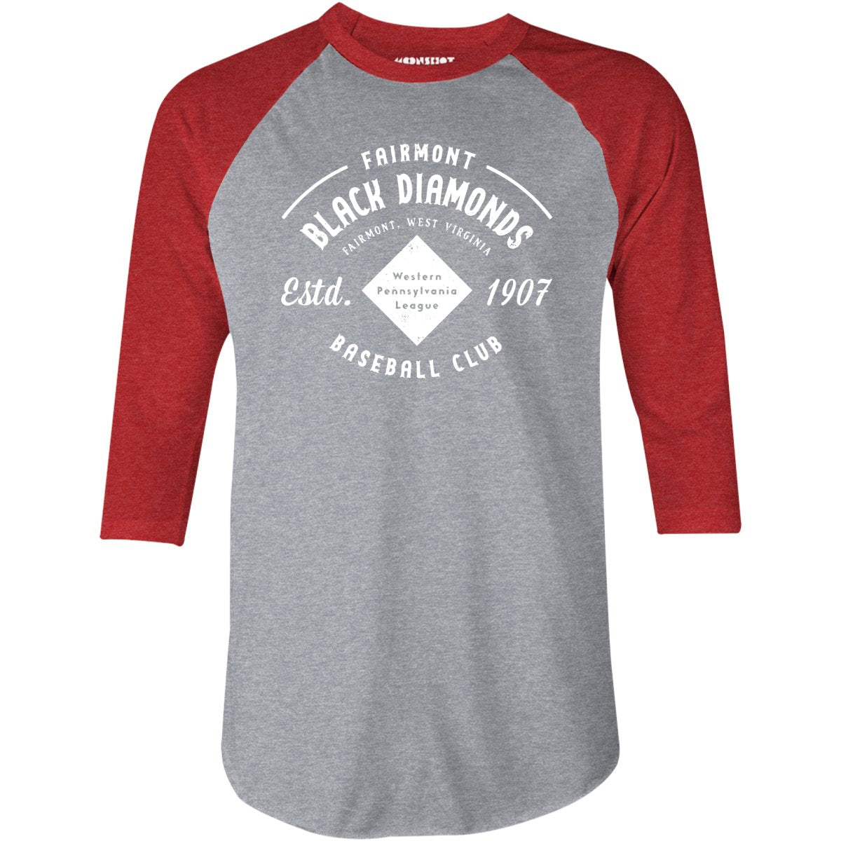 Fairmont Black Diamonds - West Virginia - Vintage Defunct Baseball Teams - 3/4 Sleeve Raglan T-Shirt