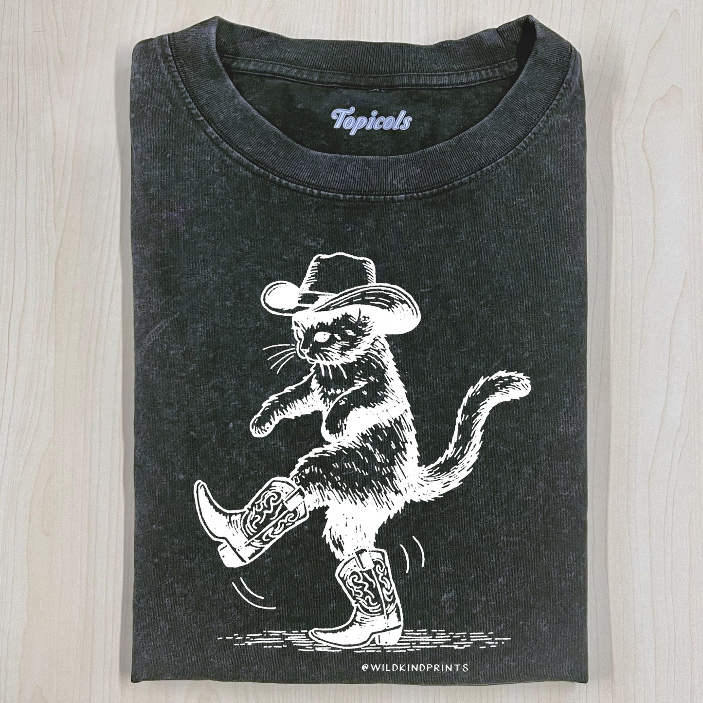 CUTE COWBOY CAT PRINT T-SHIRT - clothing by TeeHivey.com