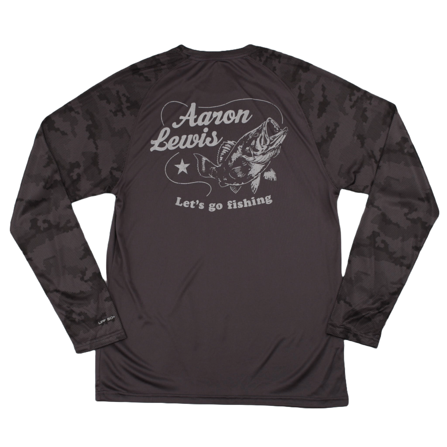 Aaron Lewis Let's Go Fishing Performance Camo Mens Long Sleeve Shirt Graphite
