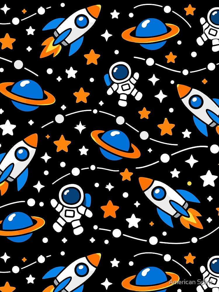 Cute Space Pattern Rockets Astronauts Planets by American Spirit