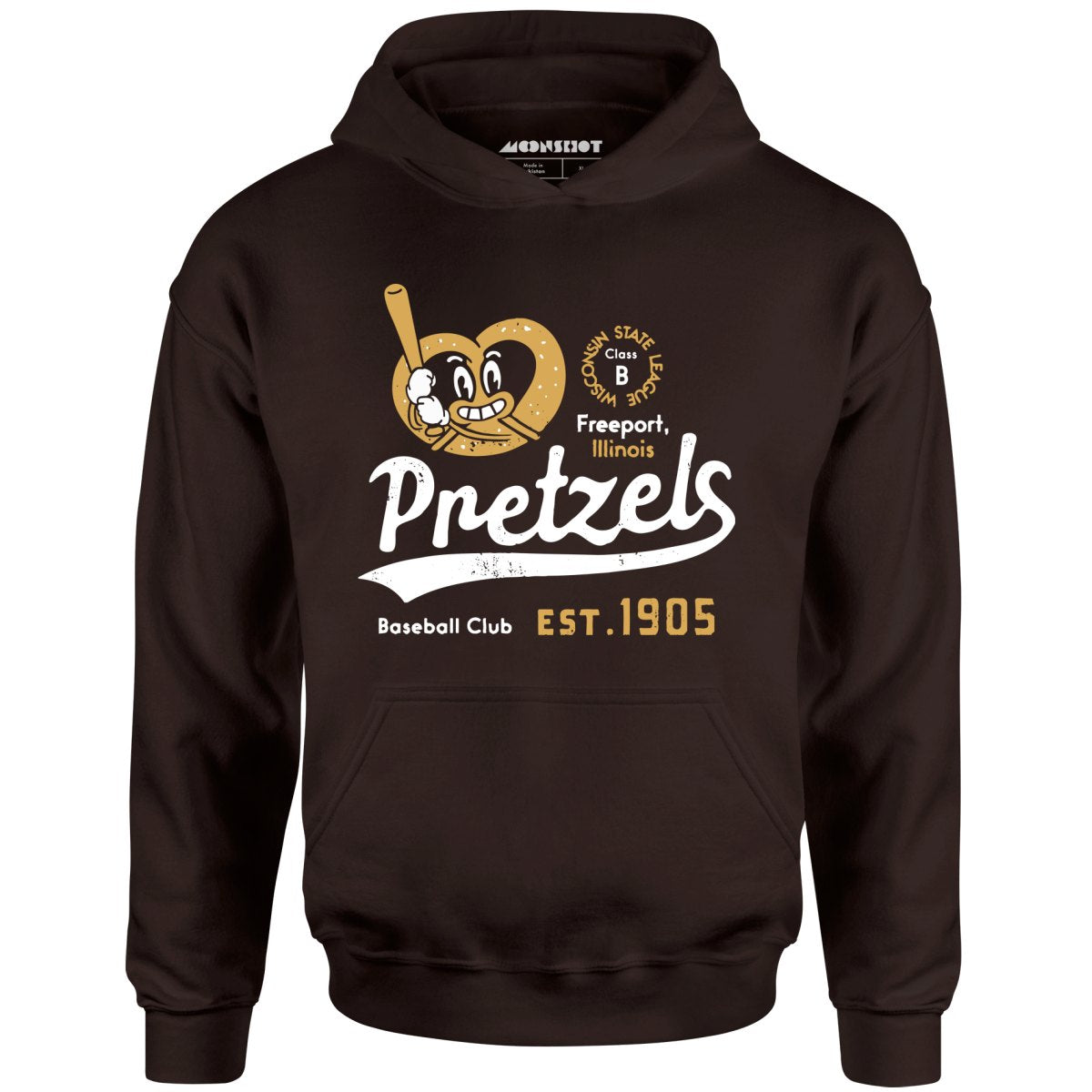 Freeport Pretzels - Illinois - Vintage Defunct Baseball Teams - Unisex Hoodie