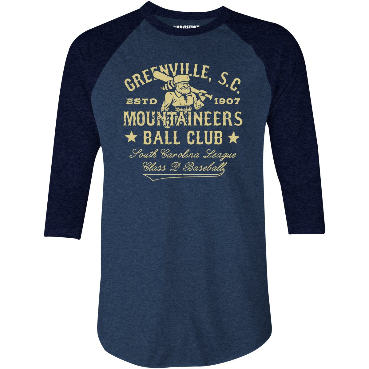 Greenville Mountaineers - South Carolina - Vintage Defunct Baseball Teams - 3/4 Sleeve Raglan T-Shirt