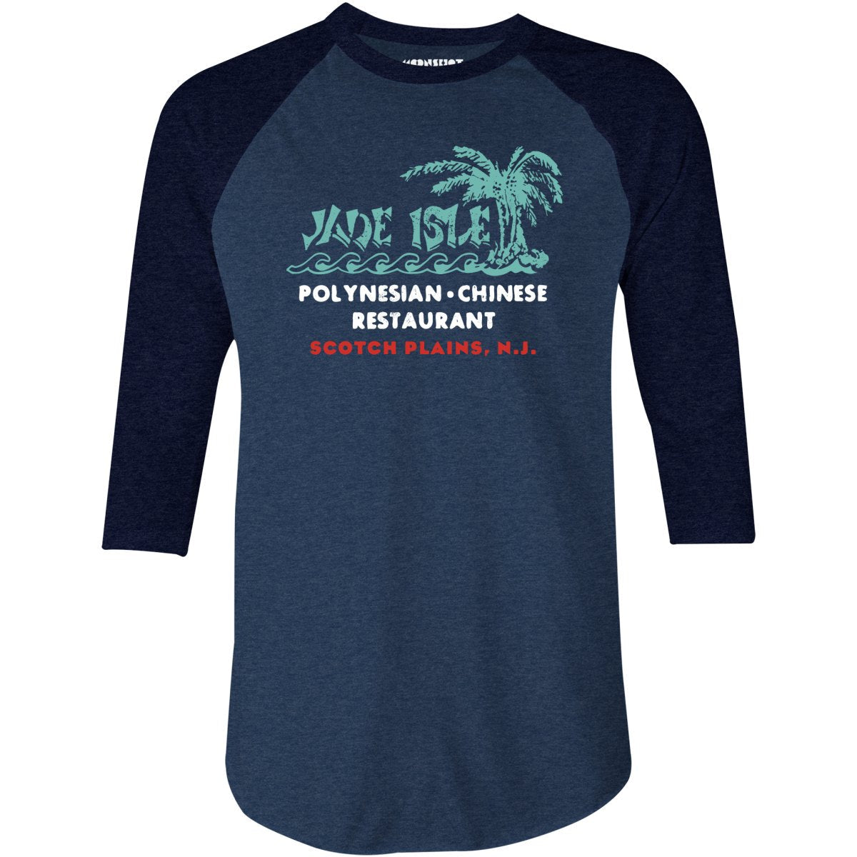 Jade Isle - Scotch Plains, NJ - Vintage Tiki Bar - 3/4 Sleeve Raglan T-Shirt