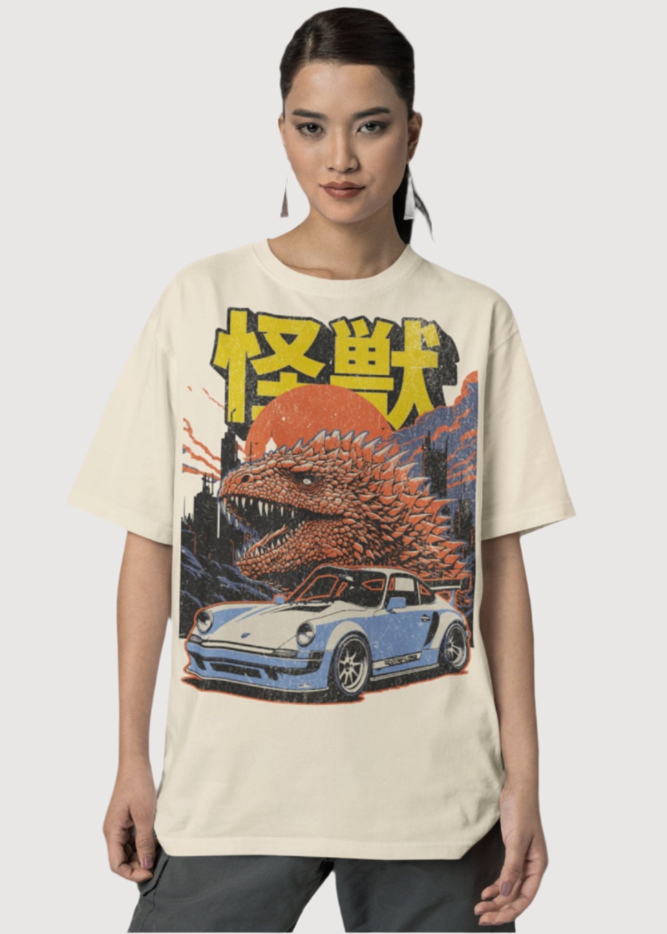 Japanese Monster and Porsche Vintage Graphic T-shirt