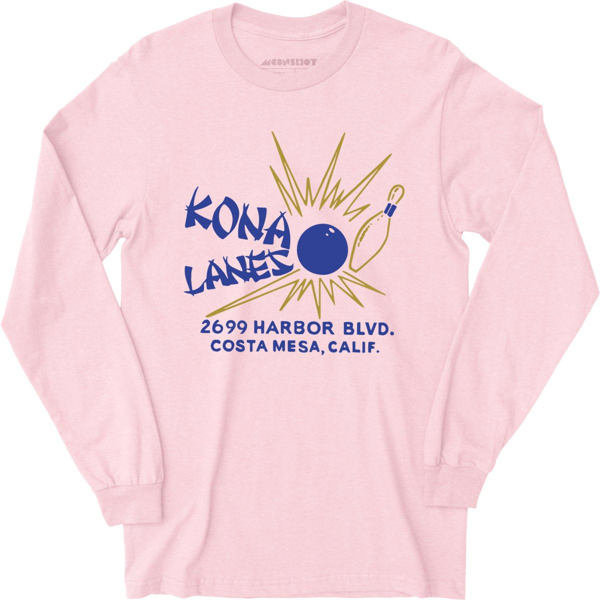 Kona Lanes v2 - Costa Mesa, CA - Vintage Bowling Alley - Long Sleeve T-Shirt