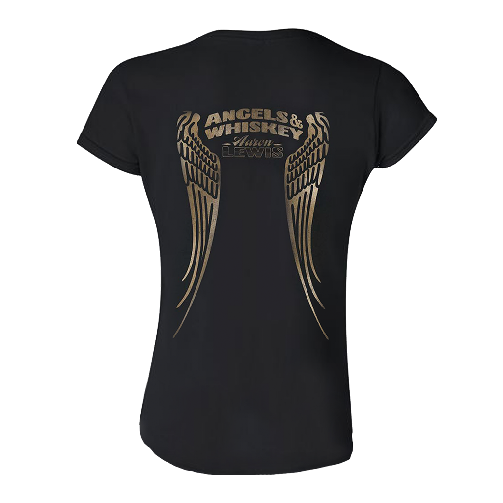 Aaron Lewis Angels and Whiskey Womens T Shirt Black