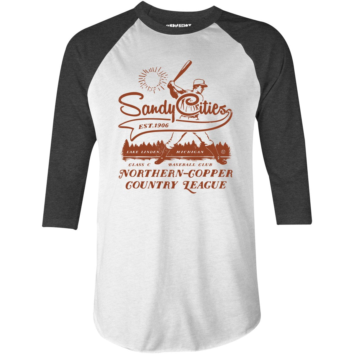 Lake Linden Sandy Cities - Michigan - Vintage Defunct Baseball Teams - 3/4 Sleeve Raglan T-Shirt