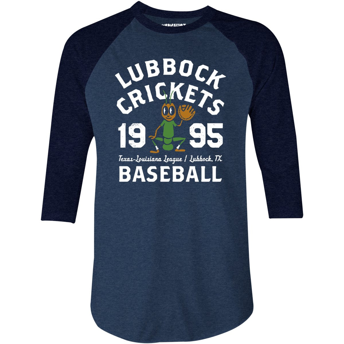 Lubbock Crickets - Texas - Vintage Defunct Baseball Teams - 3/4 Sleeve Raglan T-Shirt
