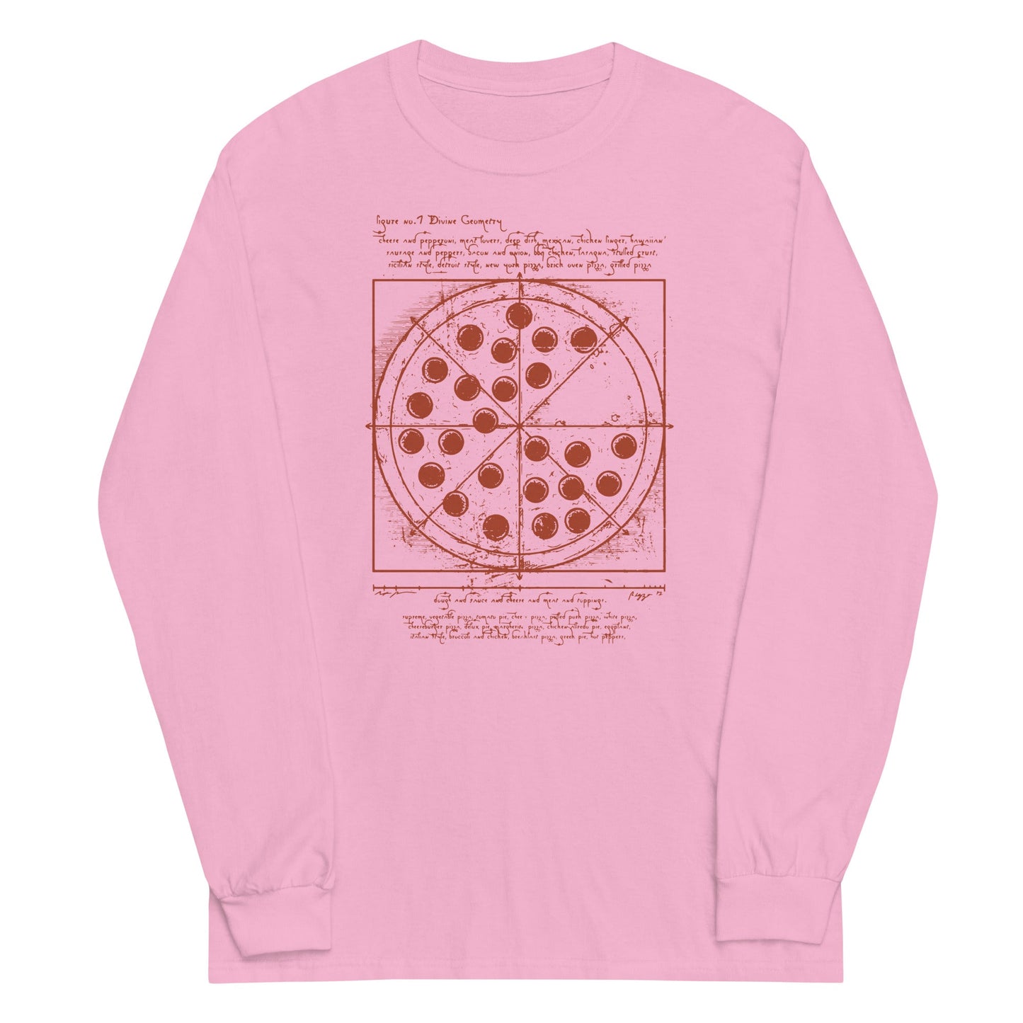Vitruvian Pizza Unisex Long Sleeve Tee
