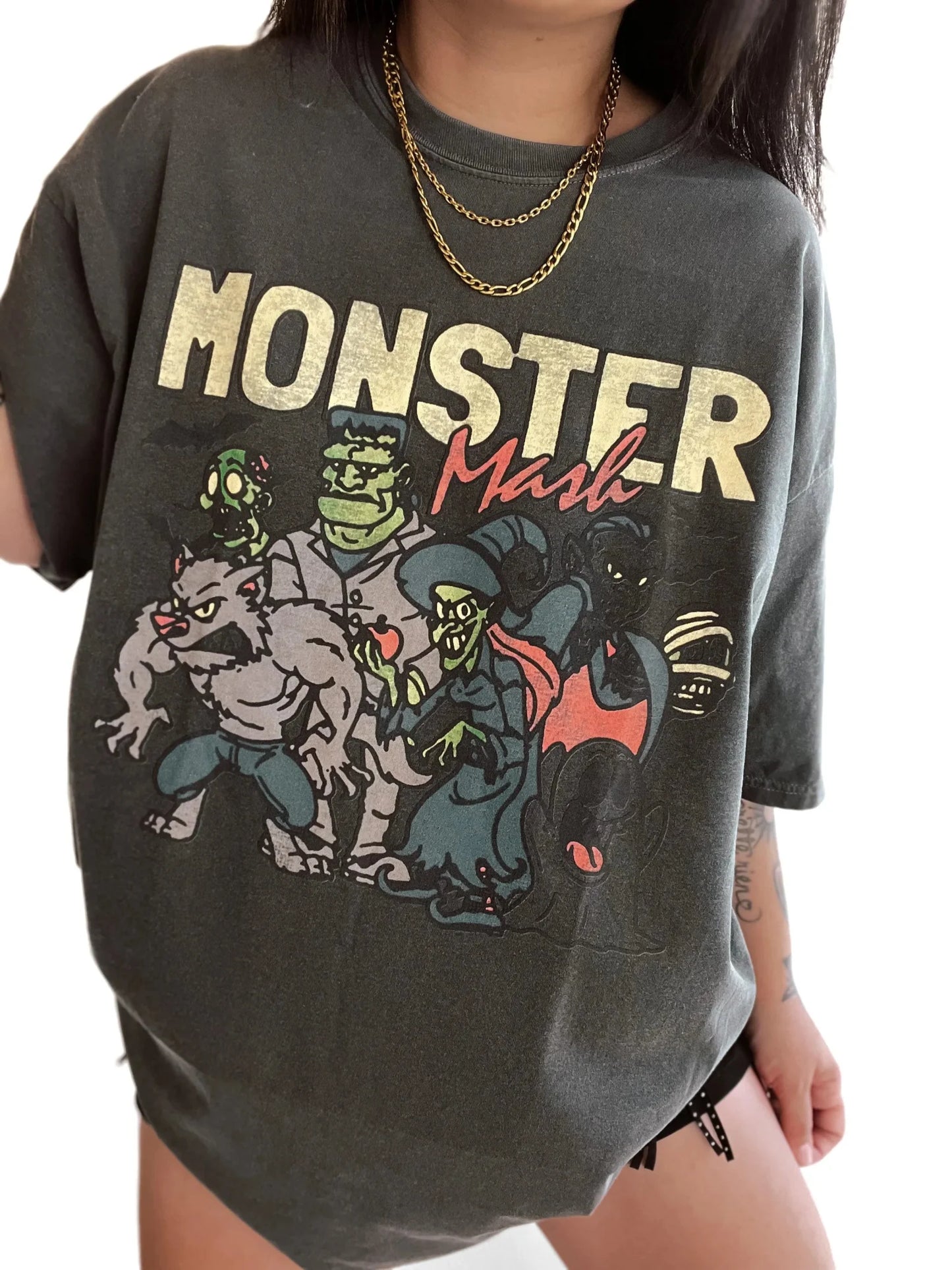 Monster Mash Horror Vintage Graphic Tee.