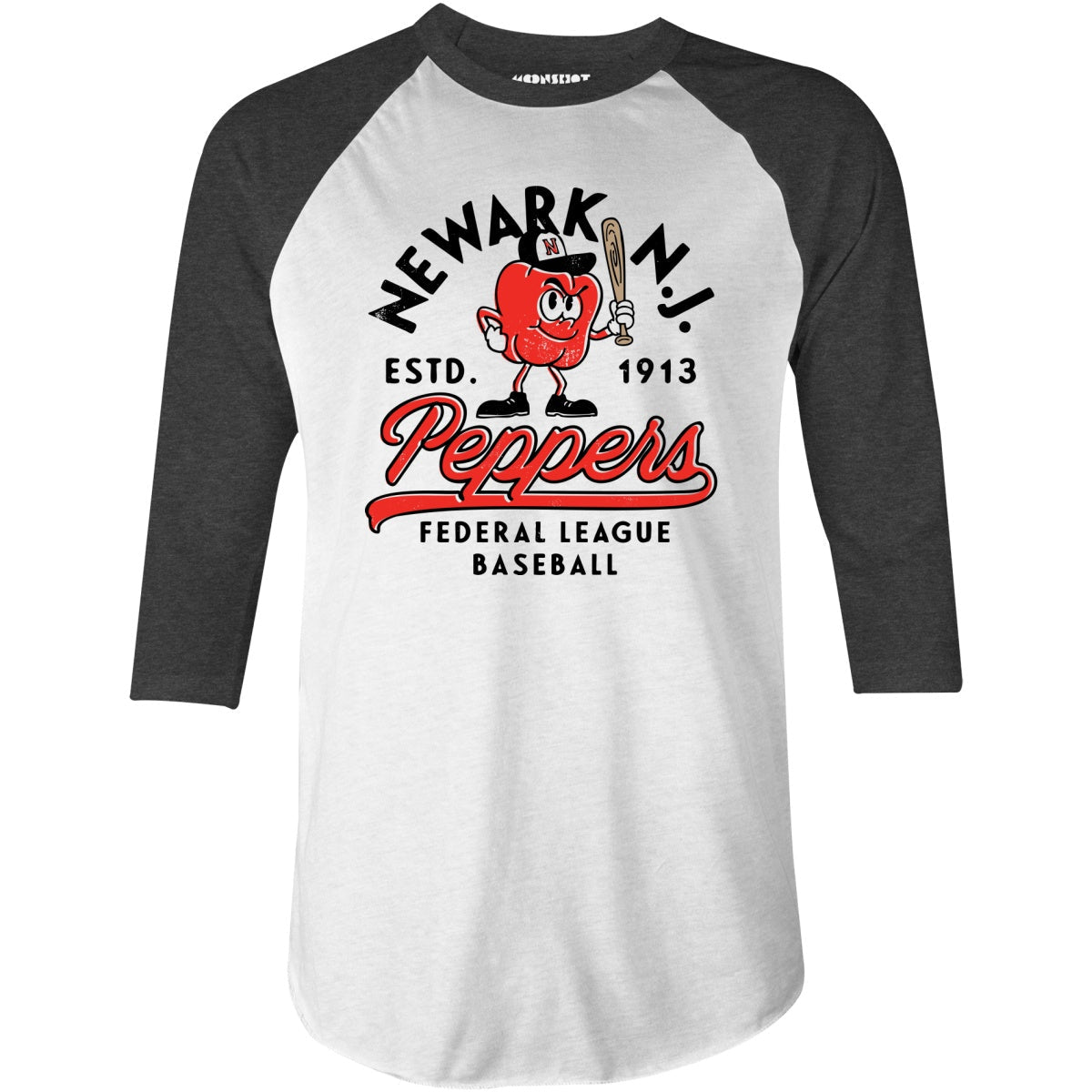 Newark Peppers - New Jersey - Vintage Defunct Baseball Teams - 3/4 Sleeve Raglan T-Shirt