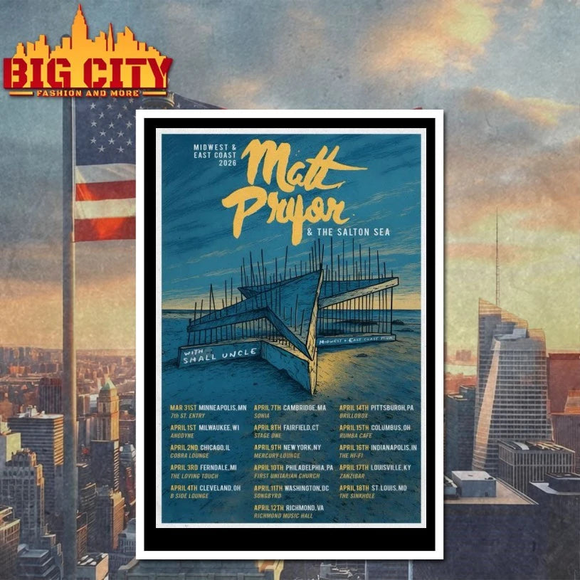Official Matt Pryor Tour Midwest And East Coast 2026 Poster T-shirt