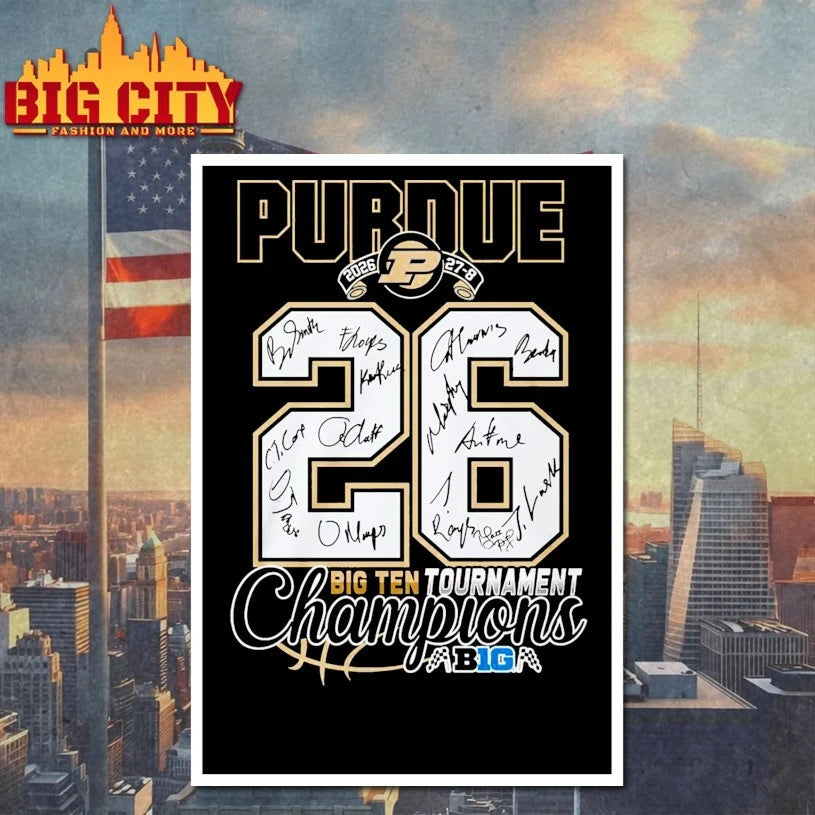 Official Purdue 2026 27-8 26 big ten tournament champions singatures T-shirt