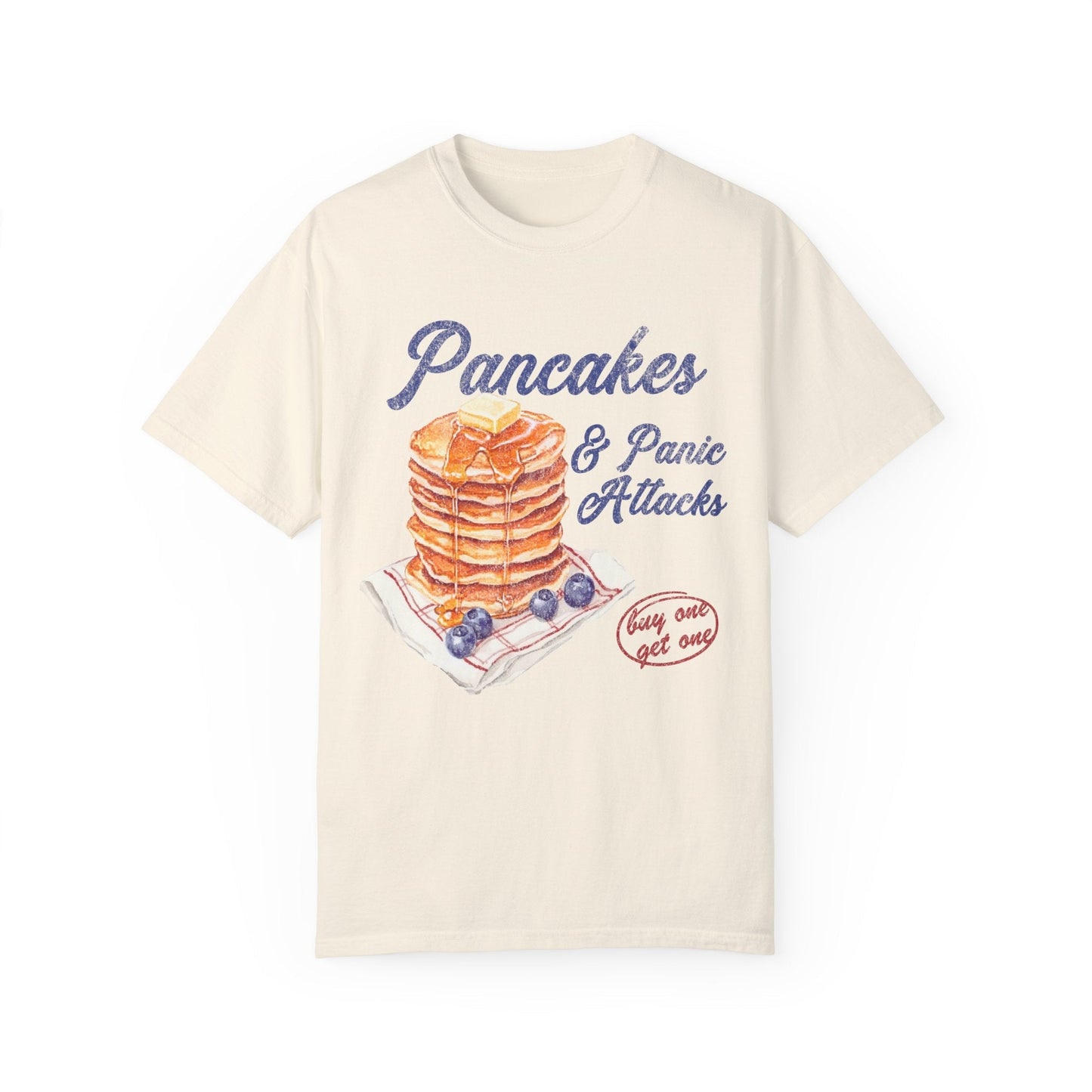 Pancakes & Panic Attacks Funny Retro Graphic Tee