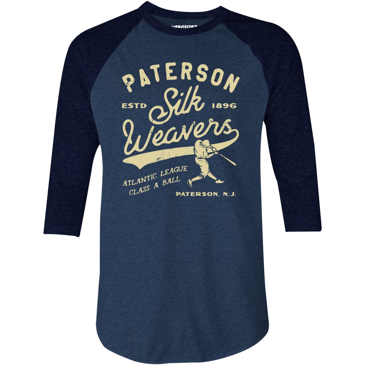 Paterson Silk Weavers - New Jersey - Vintage Defunct Baseball Teams - 3/4 Sleeve Raglan T-Shirt