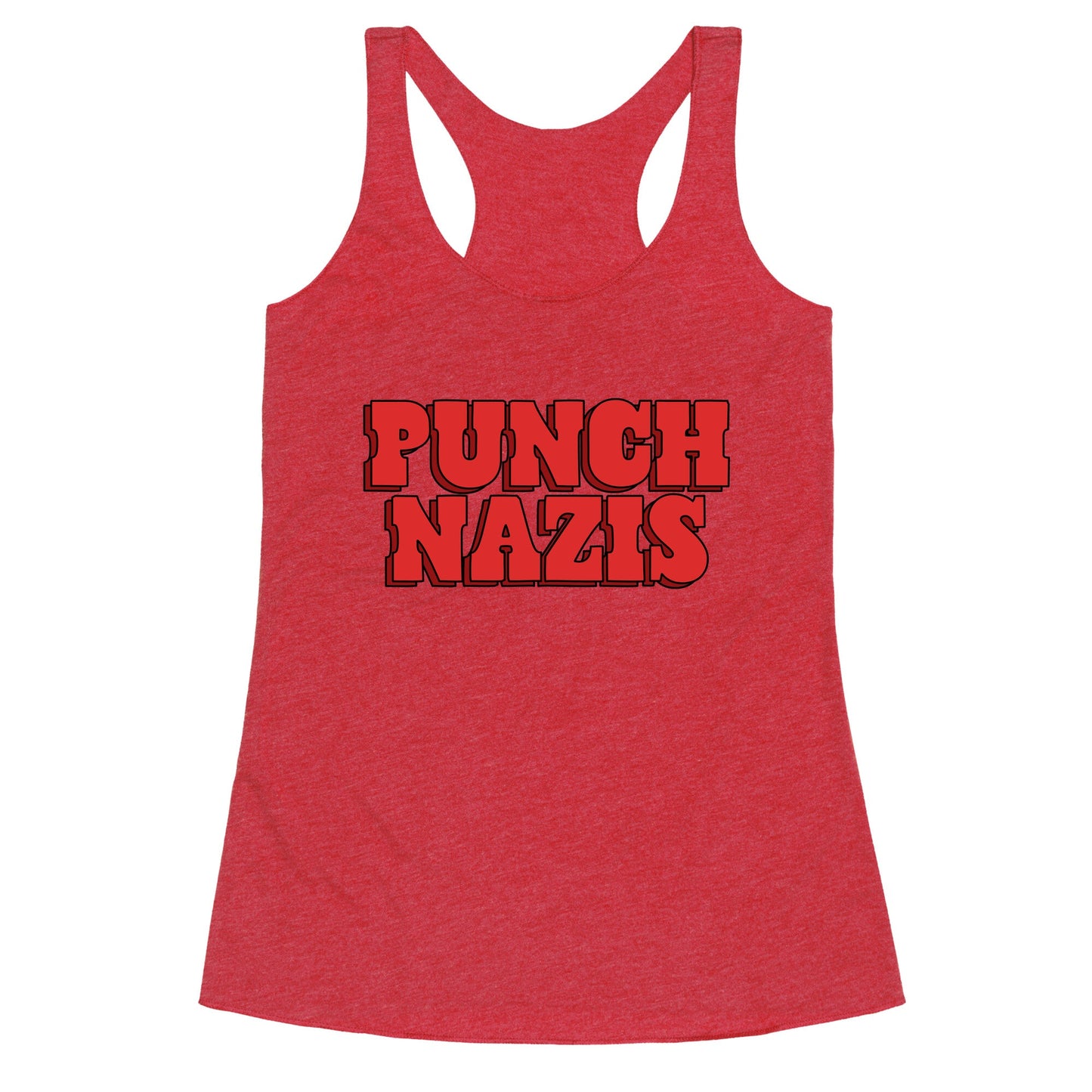 Punch Nazis Red Text Racerback Tank