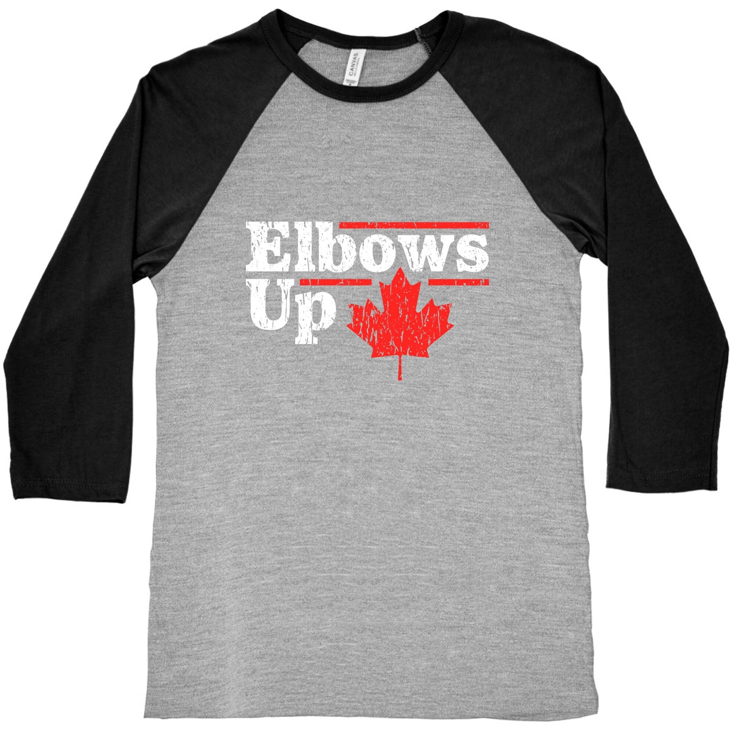 Elbows Up Canada Leaf Baseball Tee