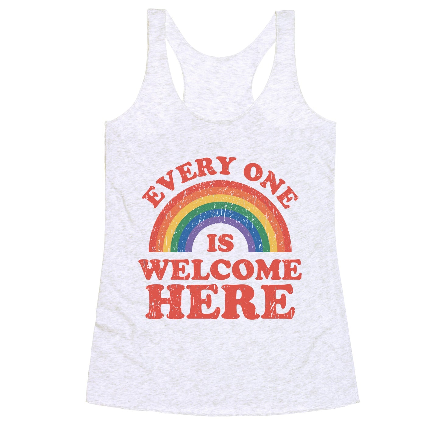 Everyone Is Welcome Here Rainbow Racerback Tank