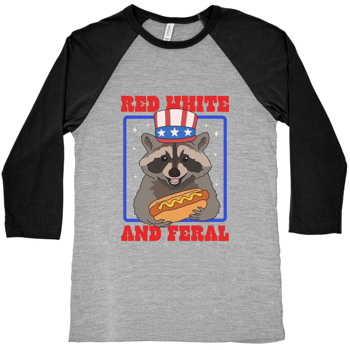 Red White And Feral Baseball Tee