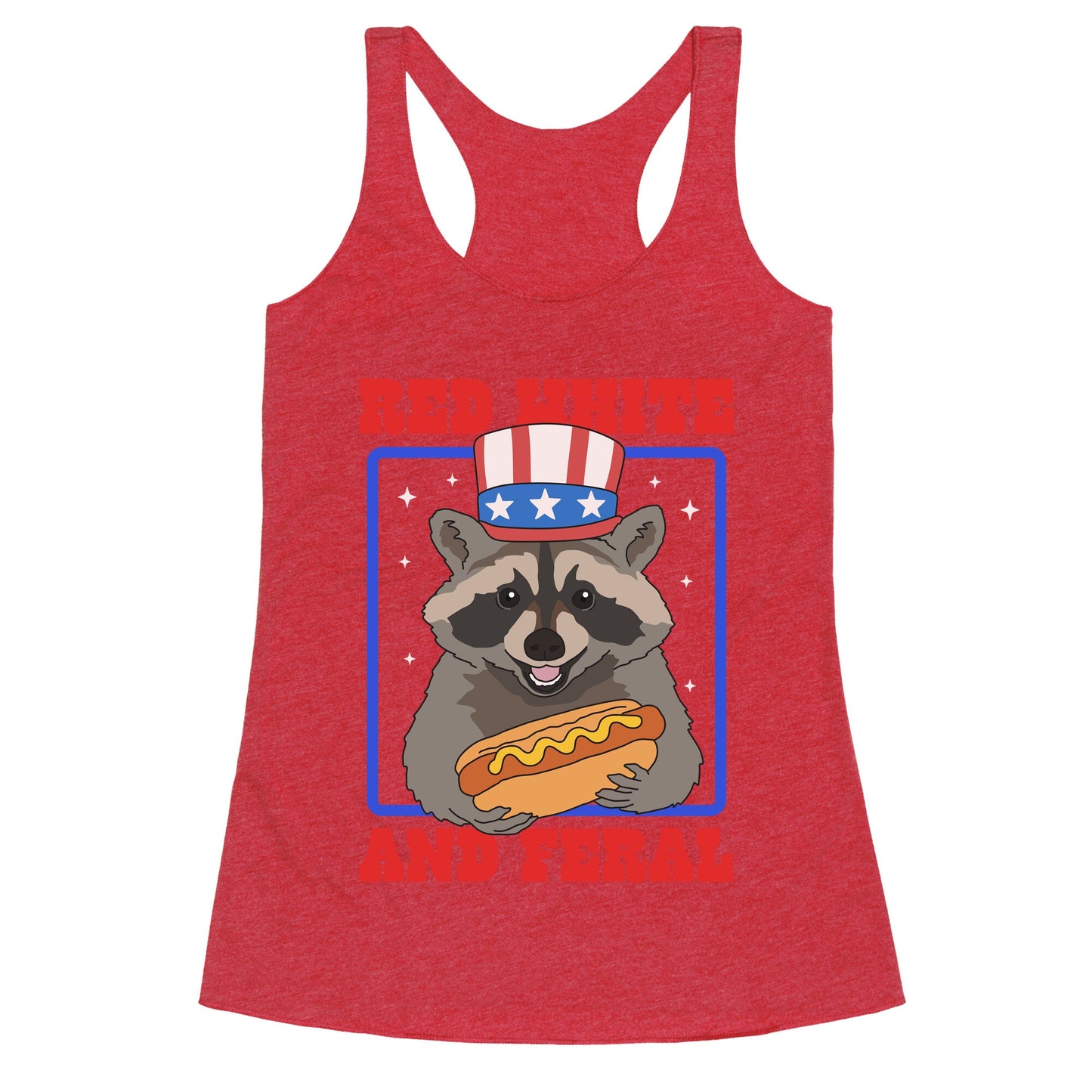 Red White And Feral Racerback Tank