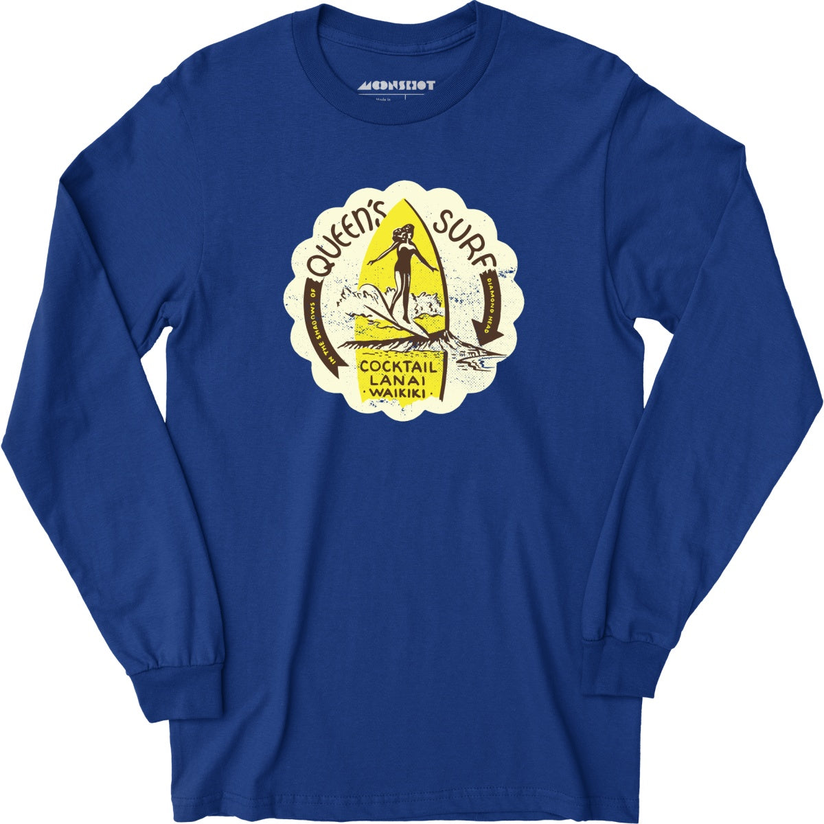 Queen's Surf - Waikiki, HI - Vintage Tiki Bar - Long Sleeve T-Shirt