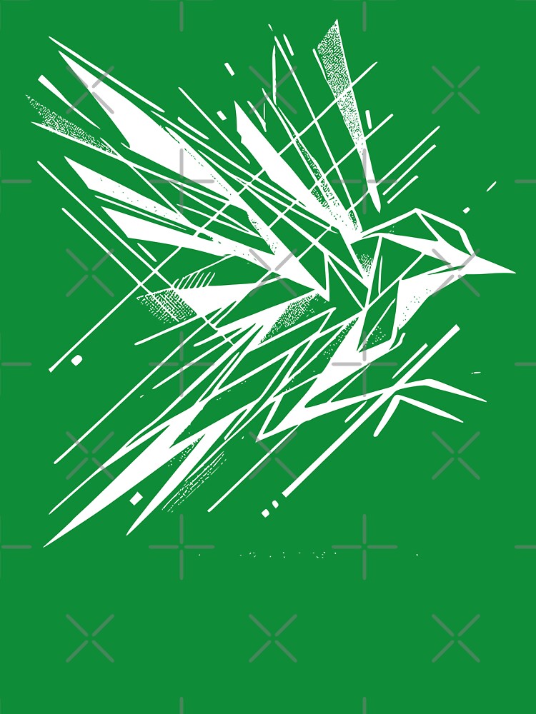 Flying Swift Bird, Abstract Geometric Shape Feathers, White Bird by PrimitiveTees