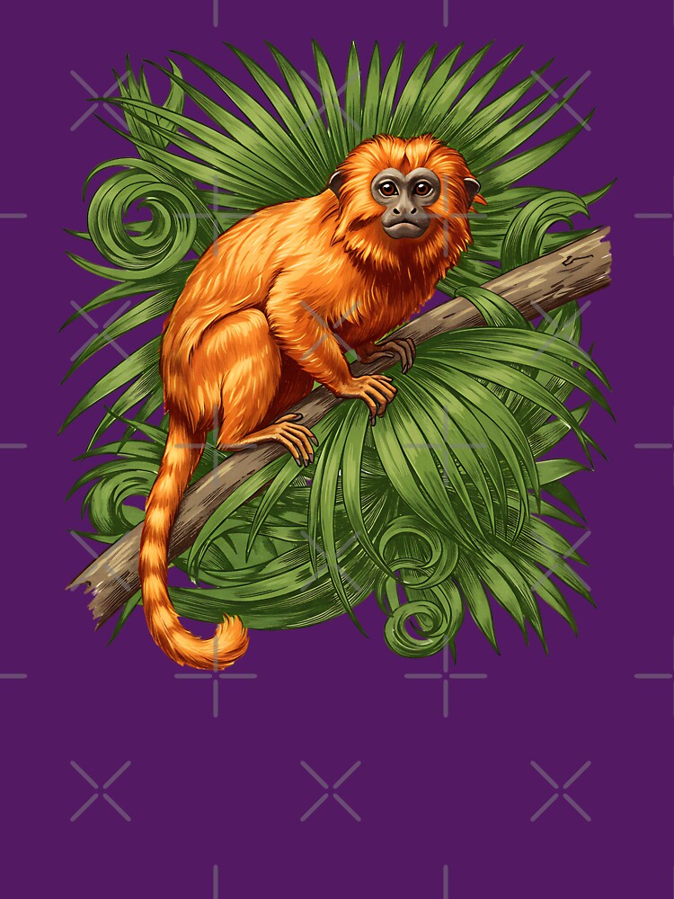 Golden Lion Tamarin in Lush Tropical Jungle by BirdsnStuff