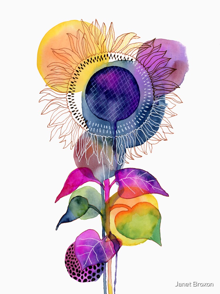 Abstract Sunflower by Janet Broxon